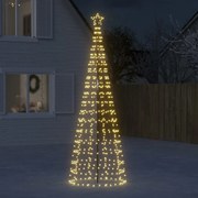 vidaXL Árvore de Natal LED com Spikes 570 LEDs Branco Quente 300 cm