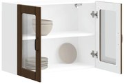 vidaXL Armário de parede cozinha porta vidro Lucca carvalho castanho