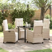 vidaXL Conjunto de Jantar de Jardim 5 Peças em Rattan Poliéster Bege