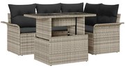 vidaXL Conjunto de Sofá de Jardim com 5 Peças e Almofadas Cinzento Claro em Polirattan