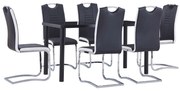 vidaXL 7 pcs conjunto de jantar couro artificial preto