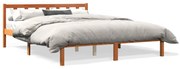 Estrutura de cama 150x200 cm madeira pinho maciça castanho cera