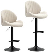 HOMCOM Conjunto de 2 Bancos de Bar Forma de Concha Encosto Altura Ajustável e Apoio para Os Pés Estrutura de Aço Bege | Aosom Portugal