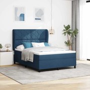 vidaXL Cama Box com colchão com cabeceira Azul 160 x 200 cm tecido