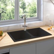 vidaXL Pia de Cozinha Preta 760x480x184 mm de Granito