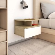 vidaXL Mesa cabeceira suspensa 2 pcs 40x31x27 cm branco e carv. sonoma