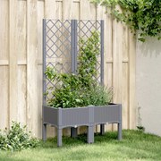 vidaXL Vaso/floreira de jardim c/ treliça 80x40x142 cm PP cinzento azul