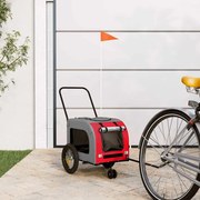 vidaXL Reboque para Bicicleta para Animais de Estimação Vermelho e Cinza, Tecido Oxford e Ferro.