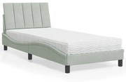 Cama com colchão 90x190 cm veludo cinzento-claro