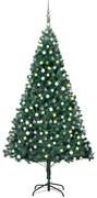 vidaXL Árvore Natal artificial pré-iluminada c/ bolas 240 cm verde