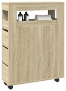 vidaXL Armário de WC estreito c/ rodas deriv. madeira carvalho sonoma
