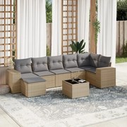 vidaXL 8 pcs conjunto de sofás p/ jardim com almofadões vime PE bege