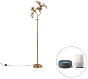 LED Candeeiro de pé inteligente dourado de 2 luzes incl. Wifi G95 - Botanica Rústico