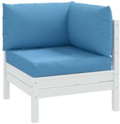 vidaXL Almofadões de paletes 3 pcs mesclado tecido azul