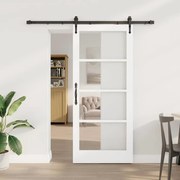 Conjunto de Porta Deslizante vidaXL com Ferragens Brancas 78x202 cm Madeira Sólida de Pinheiro