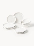 Conjunto de loiça em porcelana com relevo Sali, 4 pessoas, 12 uni.