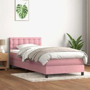 vidaXL Cama com molas/colchão rosa 90x210 cm veludo