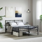 vidaXL Estrutura de cama com cabeceira e pés 140x190 cm metal preto