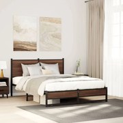 Estrutura de cama sem colchão 140x190cm metal carvalho castanho