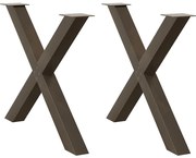 vidaXL Pés para mesa de jantar em formato de X, 2 peças, aço natural, 90x(72-73) cm, aço