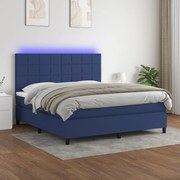 vidaXL Cama box spring c/ colchão e LED 160x200 cm tecido azul