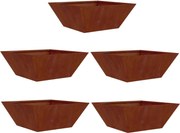 vidaXL Vaso de Jardim 5 pcs Ferro Enferrujado 40 x 40 x 15 cm