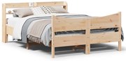 vidaXL Estrutura de cama c/ cabeceira 150x200 cm pinho maciço