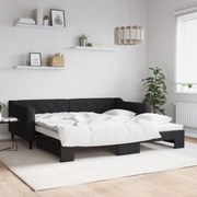 vidaXL Sofá-cama com gavetão 100x200 cm tecido preto