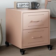 vidaXL Mesa de cabeceira 36x39x43,5 cm aço rosa