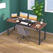 Mesa de escritório 160 x 60 cm Estrutura metálica para conferências, escritório, Castanho e preto