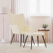 vidaXL Cadeira de descanso com banco tecido cor creme