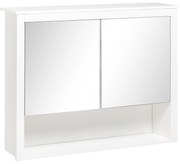 HOMCOM Armário de Parede para Casa de Banho com Espelho 2 Portas e Prateleira de Armazenamento 80x20x65cm Branco | Aosom Portugal