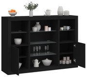 vidaXL Aparadores c/ luzes LED 3 pcs derivados de madeira preto