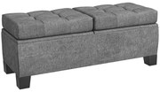 HOMCOM Bancode Arrumação em Tecido com Estofamento Capitonê 116x41x47 cm Cinzento | Aosom Portugal