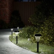 vidaXL Luzes solares para caminhos com espigões 12 pcs branco