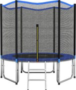 SPORTNOW Trampolim para Crianças Exterior Ø305 cm com Rede de Segurança Escada Acolchoamento de Molas Azul | Aosom Portugal