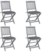 vidaXL Cadeiras exterior dobráveis c/ almofadões 4 pcs acácia maciça
