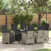 vidaXL Conjunto de Jantar de Jardim com 7 Peças e Almofadas Cinza Claro em Rattan Sintético