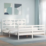 Estrutura de cama King Size com cabeceira madeira maciça branco