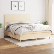 vidaXL Cama com molas/colchão 180x200 cm tecido cor creme