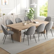 Conjunto de 8 Cadeiras de Sala de Jantar Modernas (MESA NÃO INCLUIDA) Cadeiras Estofadas em Veludo com Encosto Alto 50x52x83 cm Cinza