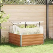 vidaXL Jardineira com Estufa Marrom Claro 100 x 100 x 77 cm