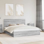 vidaXL Estrutura da Cama com gaveta Cinza Sonoma 200 x 200 cm