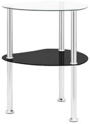 vidaXL Mesa apoio 2 prateleiras 38x38x50cm vidro temp. transp./preto