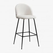 Banqueta Alta Kana Design Em Pele De Carneiro Branco & ↑75 Cm & Preto - Sklum