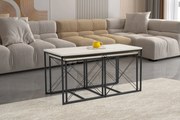 **** Conjunto de Mesas de Centro Defne – Preto Travertino – 100x52x50