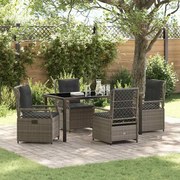 vidaXL Conjunto de Jantar de Jardim de 5 Peças Cinza Vime PE