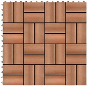 Ladrilhos de pavimento 22 pcs WPC 2m² 30x30 cm cor teca