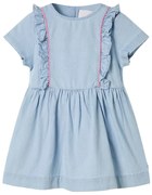 Vestido de criança com folhos azul-suave 104