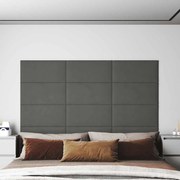 Painel de parede 12 pcs 60x30 cm veludo 2,16 m² cinza-escuro